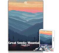 Puzzle de 1000 pièces pour Adolescents, représentant Une Affiche du Parc National des Great Smoky Mountains Jeu de réflexion Familial, Analyse et logique, Anti-Stress Dimensions 50x75cm