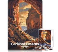 Puzzle de 1000 pièces pour Adolescents, représentant Une Affiche du Parc National des grottes de Carlsbad Jeu intellectuel et décoration idéal Dimensions 38x52cm