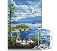 Puzzle de 1000 pièces pour Adolescents, représentant Une Affiche du Parc National des Îles du Golfe Canada Un Jeu de défi Unique pour s'amuser en Famille et Offrir en Cadeau d'anniversaire 50x75cm
