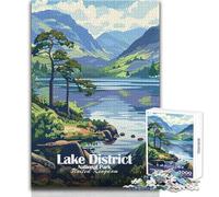Puzzle de 1000 pièces pour Adolescents, représentant Une Affiche du Parc National du Lake District Jeu au Design Magnifique, défi Stimulant et Anti-Stress Dimensions 38x26cm