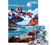 Puzzle de 1000 pièces pour Adolescents représentant Une Affiche du Parc National Los Glaciares en Argentine Jeu Stimulant idéal pour Toute la Famille pour améliorer la mémoire et comme Cadeau