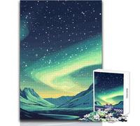 Puzzle de 1000 pièces pour Adolescents,représentant Une Aurore boréale sur Un Paysage de Montagne Un Jeu Unique et Stimulant,idéal comme Cadeau pour Femmes Dimensions : 50x75cm
