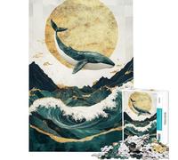 Puzzle de 1000 pièces pour Adolescents représentant Une Baleine sautant par-Dessus Les Vagues Puzzle pour Adultes Jeu Manuel décoration Murale Cadeau Unique pour Un Anniversaire ou Noël (50x75cm)