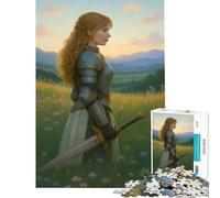 Puzzle de 1000 pièces pour Adolescents représentant Une chevalière dans Un Champ de Bataille Jeu intellectuel Stimulant idéal comme décoration ou Cadeau pour Femmes et Hommes (38x52cm)