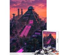 Puzzle de 1000 pièces pour Adolescents représentant Une cité Maya futuriste Jeu éducatif pour Un Anniversaire Comprend Une Affiche et Une fiche de Questions-réponses Assorties 50x75cm