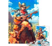 Puzzle de 1000 pièces pour Adolescents représentant Une Cow-Girl Jouant de la Guitare Jeu de Puzzle pour Adultes et familles défi Difficile Cadeau d'anniversaire Original (38x52cm)