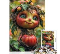 Puzzle de 1000 pièces pour Adolescents représentant Une créature Tenant Une Pomme Jeu éducatif pour Un Anniversaire Comprend Une Affiche et Une fiche de Questions-réponses Assorties