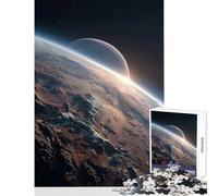 Puzzle de 1000 pièces pour Adolescents représentant Une exoplanète avec Lune et Lever de Soleil Décoration Murale pour Femmes et Hommes Jeu Relaxant et décompressant Dimensions 38x52cm