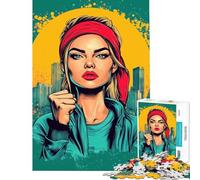 Puzzle de 1000 pièces pour Adolescents représentant Une Femme au Bandana Rouge Jeu de Puzzle pour Adultes et familles Niveau de difficulté Difficile Idée Cadeau Originale pour Un Anniversaire ou Noël