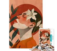 Puzzle de 1000 pièces pour Adolescents représentant Une Femme avec Un lys et Un Cercle Rouge Jeu Stimulant et Impossible idéal comme Cadeau d'anniversaire pour Les Couples (Taille 75x50cm)