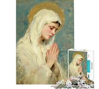 Puzzle de 1000 pièces pour adolescents représentant une femme en prière avec une auréole Jeu de peinture pour adultes et adultes idéal pour une course familiale rapide Cadeau de Noël ou d'anniversaire