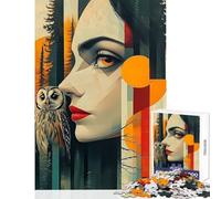 Puzzle de 1000 pièces pour Adolescents représentant Une Femme et Un Hibou dans la forêt Décoration Murale pour Un Père Noël Secret Jeu Impossible pour renforcer l'amour Entre Couples