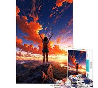 Puzzle de 1000 pièces pour Adolescents représentant Une Fille au Sommet d'une Montagne au Coucher du Soleil idéal pour Un Anniversaire ou Noël Jeu de Manipulation Difficile et Stimulant à partir