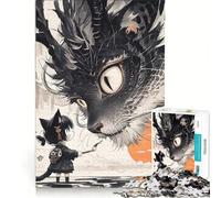 Puzzle de 1000 pièces pour Adolescents, représentant Une Fille Chat et Un Chat géant, Jouet à Monter soi-même, décoration Parfaite, avec des pièces de Formes aléatoires Parfaitement emboîtables