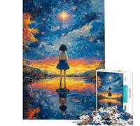 Puzzle de 1000 pièces pour Adolescents représentant Une Fille contemplant Les étoiles Jeu de réflexion pour Adultes pour Femmes activité ludique à Faire à la Maison (Dimensions 38x52cm)