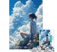 Puzzle de 1000 pièces pour Adolescents représentant Une Fille contemplant Les Nuages sur Une Colline Idéal comme Cadeau d'anniversaire ou de Noël pour Femmes Jeu à Monter soi-même à partir de 14 Ans