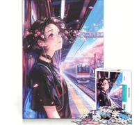 Puzzle de 1000 pièces pour Adolescents, représentant Une Fille d'anime à la Gare, décoration Murale, pour Noël ou Un Anniversaire 38x52cm