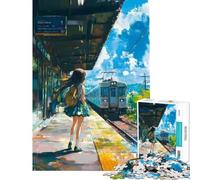 Puzzle de 1000 pièces pour Adolescents représentant Une Fille d'anime Attendant à la Gare Puzzle pour Adultes Jeu de détente découpe de précision Jeu Stimulant Cadeau (Taille 38x52cm)