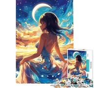 Puzzle de 1000 pièces pour Adolescents représentant Une Fille d'anime au Bord de la mer Activités Amusantes à la Maison et en Famille Convient aux 14 Ans et Plus (38x26cm)