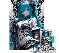 Puzzle de 1000 pièces pour adolescents représentant une fille d'anime aux cheveux bleus Activités ludiques et créatives à la maison Un véritable objet d'art à créer soi-même À partir de 14 ans 38x52cm