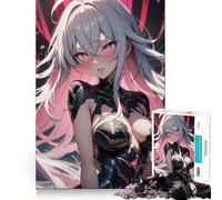 Puzzle de 1000 pièces pour Adolescents,représentant Une Fille d'anime aux Cheveux Roses,Finitions impeccables,Jeu de logique et de détente,Cadeau Artistique de Noël (50x75cm)