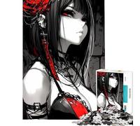 Puzzle de 1000 pièces pour Adolescents représentant Une Fille d'anime aux Yeux Rouges Jeu Amusant à Faire à la Maison Une œuvre d'art à Monter soi-même À partir de 14 Ans (38x52cm)