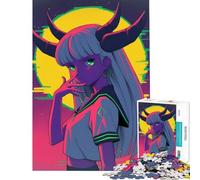 Puzzle de 1000 pièces pour Adolescents représentant Une Fille d'anime avec des Cornes et Une Tenue de Marin Jeu Familial Jouet éducatif Cadeau pour Femmes et Hommes pour Toute la Famille (50x75cm)