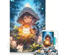 Puzzle de 1000 pièces pour Adolescents, représentant Une Fille d'anime avec des créatures dans la forêt, Jeu Impossible, Cadeau d'anniversaire, avec Poster Assorti et fiche de Questions-réponses
