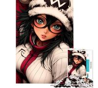 Puzzle de 1000 pièces pour Adolescents représentant Une Fille d'anime avec des Lunettes Jeu éducatif pour Les 14 Ans et Plus Stimulant l'analyse et la logique (38x26cm)