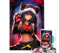 Puzzle de 1000 pièces pour Adolescents représentant Une Fille d'anime avec Un Bonnet d'ours dans la forêt Jeu éducatif et Stimulant idéal pour se détendre en Famille ou comme Cadeau d'anniversaire