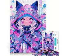Puzzle de 1000 pièces pour Adolescents,représentant Une Fille d'anime avec Un Sweat à Capuche Fleuri Jeu de mémoire,Verrouillage sûr,sans pièces détachées,idéal pour Les Petits Cerveaux