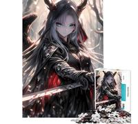 Puzzle de 1000 pièces pour Adolescents représentant Une Fille démoniaque d'anime avec Une épée Jeu Amusant à Faire à la Maison Cadeau d'anniversaire idéal à partir de 14 Ans (50x75cm)