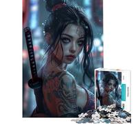 Puzzle de 1000 pièces pour Adolescents représentant Une Fille samouraï tatouée Jeu éducatif et ludique idéal pour Les activités familiales et comme Cadeau d'anniversaire (38x26cm)