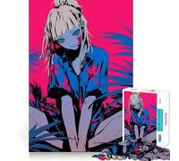 Puzzle de 1000 pièces pour Adolescents,représentant Une Jeune Fille d'anime dans Un décor Tropical Jeu de mémoire et Système de Verrouillage sécurisé,sans pièces détachables Idéal Cadeau Parfait