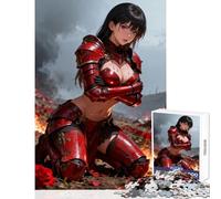 Puzzle de 1000 pièces pour Adolescents représentant Une Jeune Fille en Armure Rouge sur Un Champ de Bataille (Style Anime) Jeu éducatif Cadeau d'anniversaire idéal Dimensions 38x52cm