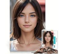Puzzle de 1000 pièces pour adolescents,représentant une jeune fille européenne aux cheveux noirs Jeu de réflexion amusant et relaxant,idéal pour se détendre et passer un agréable moment à Noël 38x26cm