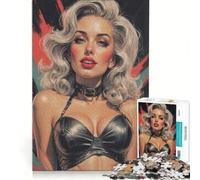 Puzzle de 1000 pièces pour Adolescents, représentant Une pin-up Blonde en Soutien-Gorge et Ras-de-Cou en Cuir, Jouet éducatif, décoration intérieure, Cadeau d'anniversaire Unique 38x52cm