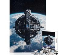 Puzzle de 1000 pièces pour Adolescents représentant Une Station Spatiale en orbite Autour de la Terre Décoration Murale Jeu Pratique et Stimulant pour Le Cerveau Dimensions 50x75cm