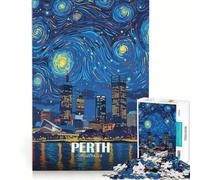 Puzzle de 1000 pièces pour Adolescents représentant Une Ville de Perth Australie sous Un Ciel étoilé Jeu éducatif et Amusant pour Toute la Famille idéal comme Cadeau d'anniversaire ou de Voyage