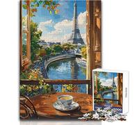 Puzzle de 1000 pièces pour Adolescents, représentant Une Vue de Paris avec Une Tasse de caféJeu Pratique d'analyse et de logiqueCadeau idéal pour Un anniversaireDimensions 50x75cm.