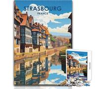 Puzzle de 1000 pièces pour Adolescents, représentant Une Vue du Canal de Strasbourg Jeu intellectuel pour Toute la Famille, idéal comme Cadeau d'anniversaire Dimensions : 38x26cm