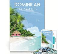 Puzzle de 1000 pièces pour Adolescents République Dominicaine Découpe Parfaite Jeu de logique Amusant Jeu paisible Idéal pour Un Anniversaire (38x52cm)