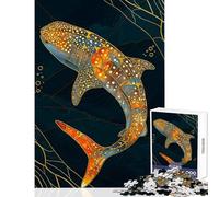 Puzzle de 1000 pièces pour Adolescents Requin-Baleine Art Kintsugi Décoration intérieure Jouet Cadeau d'anniversaire Jeu Relaxant Activités ludiques à la Maison Dimensions 50x75cm