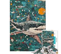 Puzzle de 1000 pièces pour Adolescents Requin dans l'océan Puzzle Original pour Adultes Jouet Anti-Stress Amusant et Humoristique pour Partager Un Moment Parent-Enfant (Dimensions 50x75cm)