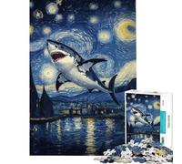 Puzzle de 1000 pièces pour Adolescents Requin dans Une Nuit étoilée Jeu Amusant Décoration Parfaite pour Toute la Famille (Dimensions 38x52cm)
