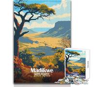 Puzzle de 1000 pièces pour Adolescents - Réserve animalière de Madikwe, Afrique du Sud - Paysage Stimulant - Jeu de société - Décoration Murale pour Un Père Noël Secret 38x52cm