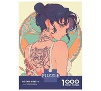 Puzzle De 1000 Pièces pour Adolescents Retro Tattoo Anime Waifu Puzzle pour Adultes Jeu Familial Décoration Intérieure Cadeaux Uniques d'anniversaire Et De Noël 52x38cm/1000pcs