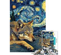 Puzzle de 1000 pièces pour Adolescents Rêves de Loup sous Un Ciel étoilé Jeu Manuel idéal pour s'occuper Pendant Les Vacances à la Maison Activités Amusantes (50x75cm)