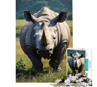 Puzzle de 1000 pièces pour Adolescents rhinocéros Animaux Apprentissage Jouet éducatif Jeu Pratique Analyse et logique idée Cadeau (Taille 38x52cm)