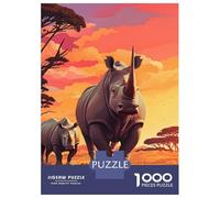 Puzzle De 1000 Pièces pour Adolescents Rhinoceros Rinho Puzzle pour Adultes Jeux Relaxants Assemblage De Motifs Cadeaux d'anniversaire Et Cadeaux Uniques 38x26cm/1000pcs